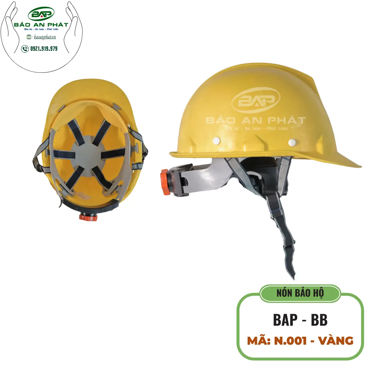 NÓN BẢO HỘ LAO ĐỘNG BAP 15 - BB N.001 VÀNG